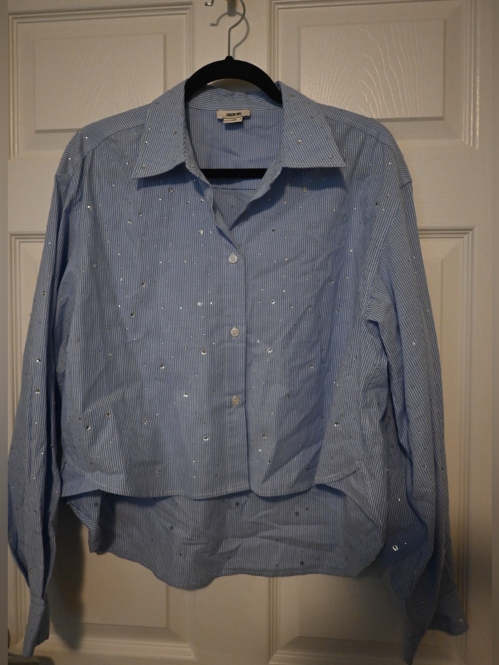 Jason Wu Embellished Light Blue Striped Button-Up Shirt